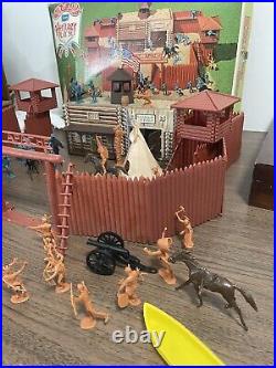 Massive Vintage MARX Fort Apache Playsets Figures Parts Lot Check Pics W Box