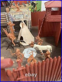 Massive Vintage MARX Fort Apache Playsets Figures Parts Lot Check Pics W Box