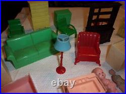 Massive lot of vintage Marx and Renwal plastic toy Dollhouse Furniture