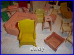Massive lot of vintage Marx and Renwal plastic toy Dollhouse Furniture