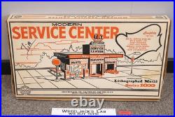 Modern Service Center Lithographed Metal Series 1000 Marx 1950's Toy Car Playset