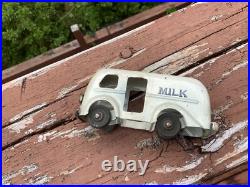 NICE Rare Prewar Marx White Milk Truck for Station, Playset, or 6 Inch Flatcar