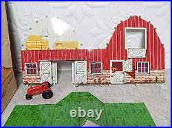 New Vintage Marx Modern Farm Playset & Original Box Barn Animals Tractor Fence