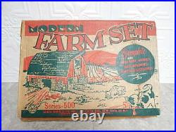 New Vintage Marx Modern Farm Playset & Original Box Barn Animals Tractor Fence
