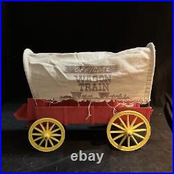 Official Marx Wagon Train Red Wagon Canvas Horses cowboy
