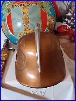 Orig Marx Toys King Arthur Excalibur Tin Litho Shield Sword Helmet 1950s USA