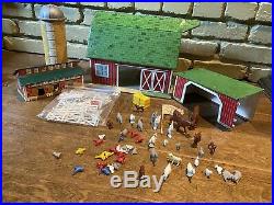 Original Marx 1950s Farm Play Set Happi Time Barn Chicken Coup, Silo, Animals