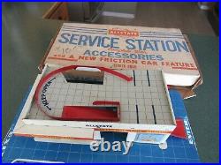 Original Vintage Marx Sears Allstate Service Gas Station Tin Toy Playset And Box