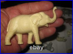 RARE 15 Marx 1951 60mm WILD ANIMAL Plastic Playset Figures near complete set