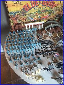 RARE 1961 MARX Giant Blue & Gray Civil War Playset 300+ Pieces with Box & Paint