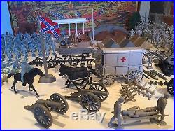 RARE 1961 MARX Giant Blue & Gray Civil War Playset 300+ Pieces with Box & Paint