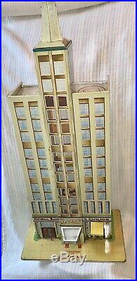 RARE MARX c 1950STHE SKYSCRAPER BUILDING TIN LITHO TOY PLAYSET EMPIRE STATE BLD