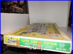 RARE! Marx Super Service Station 3483 Tin Playset with Box Cars People Accessories