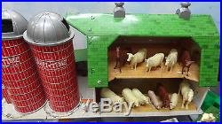RARE Vintage 1950s Marx Happi Time Dairy Farm Tin Litho Playset with 230 Pieces
