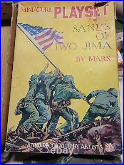 RARE Vintage Hand Decorated Marx Sands of Iwo Jima Minitature Playset WithOrig Box