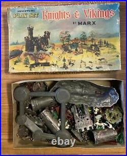 RARE Vintage Marx Knights & Vikings Miniature Play Set / USED with original box