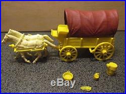 RARE vintage Marx Wagon Train yellow covered wagon with rare canopy