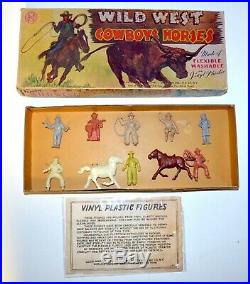 Rare 1950s Marx Annie Oakley Wild West Cowboys & Horses Plastic Figure Set Mint