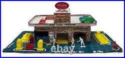 Rare 1950s Marx Happi Time Tin Service Center Sky-View Parking with Accessories