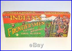 Rare 1950s Marx Indians & Frontiersman Plastic Figure Set Mint in Original Box