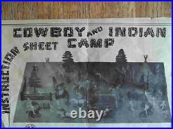 Rare 1953 MARX Cowboy & Indian Camp playset 100% Complete in C-8 Box withDiv, Bags