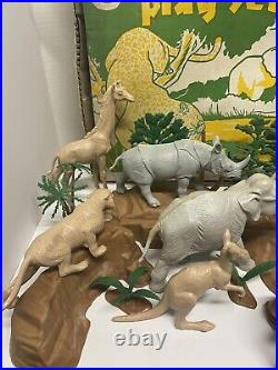 Rare 1960s MARX JUNGLE 3716 Series 2000 Play Set Animals Trees Rock Instructions