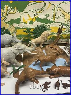 Rare 1960s MARX JUNGLE 3716 Series 2000 Play Set Animals Trees Rock Instructions