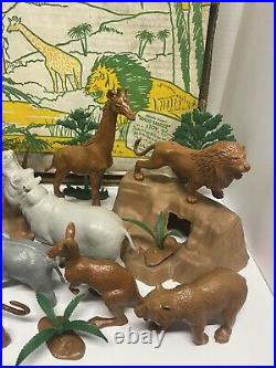 Rare 1960s MARX JUNGLE 3716 Series 2000 Play Set Animals Trees Rock Instructions