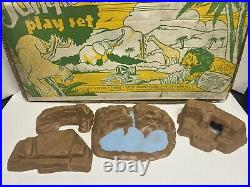 Rare 1960s MARX JUNGLE 3716 Series 2000 Play Set Animals Trees Rock Instructions