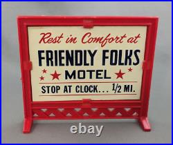 Rare Friendly Folks Motel Tin Sign Vintage Dollhouse Suzy Goose Marx Play Set