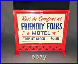 Rare Friendly Folks Motel Tin Sign Vintage Dollhouse Suzy Goose Marx Play Set