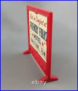 Rare Friendly Folks Motel Tin Sign Vintage Dollhouse Suzy Goose Marx Play Set