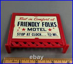 Rare Friendly Folks Motel Tin Sign Vintage Dollhouse Suzy Goose Marx Play Set