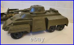 Rare Lot 2 MARX 1950's 7 Armored 6 Wheel Carrier US ARMY 5 TROOP JEEP PLASTIC