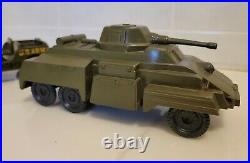 Rare Lot 2 MARX 1950's 7 Armored 6 Wheel Carrier US ARMY 5 TROOP JEEP PLASTIC