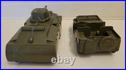 Rare Lot 2 MARX 1950's 7 Armored 6 Wheel Carrier US ARMY 5 TROOP JEEP PLASTIC