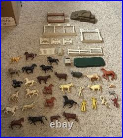 Rare Lot Of MARX ROY ROGERS Double R Ranch 1950s Cowboys, Horses, 46 Pieces