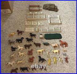 Rare Lot Of MARX ROY ROGERS Double R Ranch 1950s Cowboys, Horses, 46 Pieces