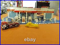 Rare Marx Sears Allstate Service station Tin Toy vintage with Accessories! Look