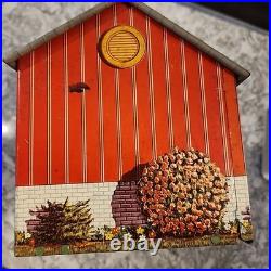 Rare Vintage 1950s Marx Tin Metal Litho Little Red School House Schoolhouse