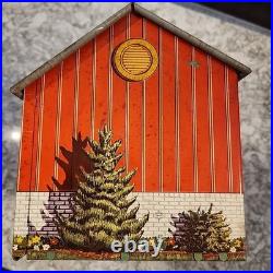 Rare Vintage 1950s Marx Tin Metal Litho Little Red School House Schoolhouse