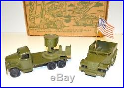 Rare Vintage 1950s Marx U. S. Army Mobile Playset Flat Bed Trucks Box More