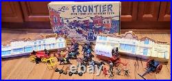 Rare Vintage LIDO FRONTIER Western Town Play Set Cowboy Swivel Indians Horses