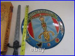 Rare Vintage Mar Marx Toy King Arthers Sword Tin Shield Excalibur Playset In Box
