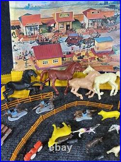 Rare Vintage Marx Miniature Western Town Play Set Hand Painted Huge Lot Cowboy