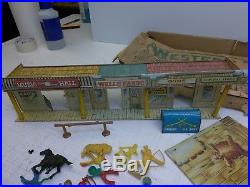 Rare Vintage Marx Western Town 2 Buildings 2 Rare Tin Town Fronts Plus Extras
