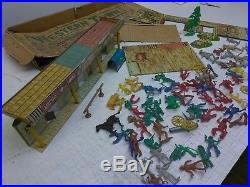 Rare Vintage Marx Western Town 2 Buildings 2 Rare Tin Town Fronts Plus Extras