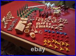 Rare Vintage Miniature Western Farm Play Set Huge Lot Farm MINT