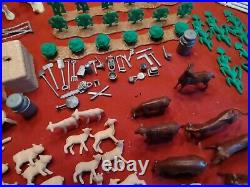 Rare Vintage Miniature Western Farm Play Set Huge Lot Farm MINT