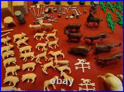 Rare Vintage Miniature Western Farm Play Set Huge Lot Farm MINT